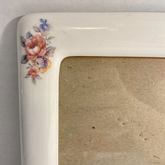 Vintage Ceramic Victorian Pink Flower Picture Photo Frame 4X5" Taiwan Ivory Rose - Picture 3 of 11